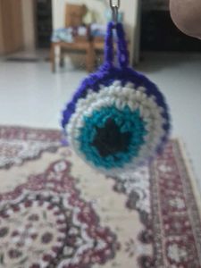 Crocheted Evil Eye Keychain