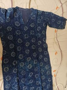 Blue Block Print Cotton 3 piece SALWAR