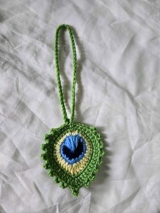 Handmade Peacock Feather Crochet Pendant