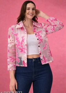 Sheer Floral Print Shrug