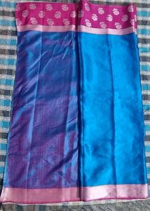 Blue &amp; Pink Silk Saree