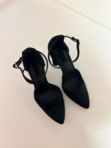 Black Suede Ankle Strap Heels