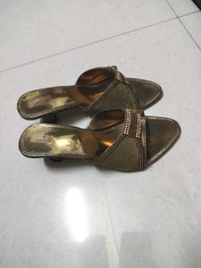 Golden Embellished Heels - Size 6