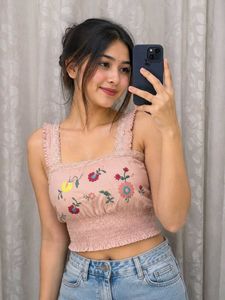 Charming Floral Smocked Crop Top