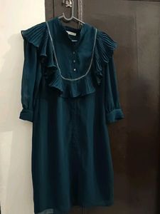 Elegant Teal Ruffled Dress