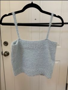 Cozy Fuzzy Light Blue Crop Top