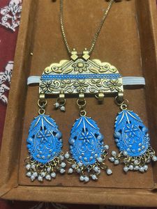 Elegant Blue &amp; Gold antique Jewelry Set