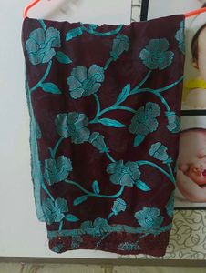 Beautiful Party Wear Saree with stitched blouse