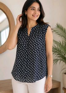 Navy Sailboat Print Top