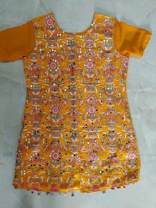 Yellow Embroidered Kurta Set with Sharara