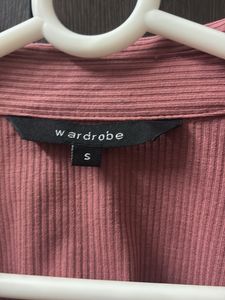 Topshop Pink Ribbed Button-Up Top