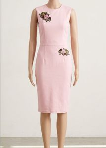 Cute Pink Embroidered Sleeveless Dress
