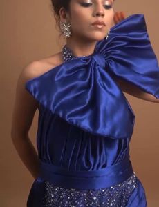Stunning Blue satin sequence Evening Gown