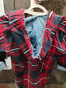 Red Plaid Hooded Shirt