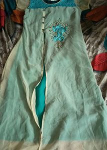 Sea Green With Biscuit Colour Coat Model Kurthi 💚