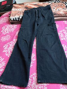 Dark Wash Cargo Flare Jeans