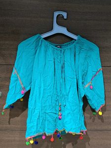 Bohemian Turquoise Tassel Top