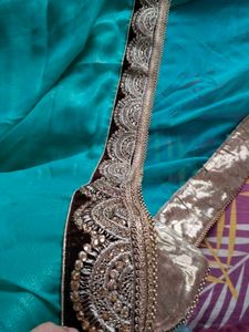 Beautiful Teal Saree with Embellished Border🔥✨