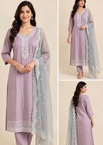 Lavender 3Pc Embroidered Suit Set