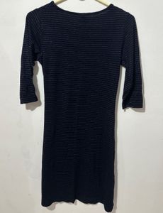 Navy Striped Fit &amp; Flare Dress
