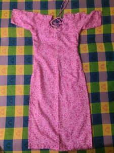 Designer Pink kurti with White Print