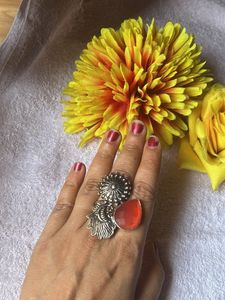 Boho Ring with Red Stone