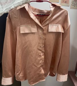 Satin Button-Up Shirt