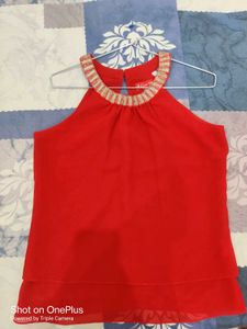 Chic Red Layered Halter neck Top ♥️
