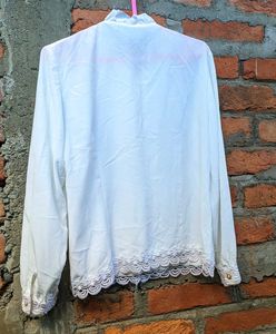 Elegant White Button-Down Blouse.