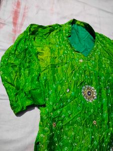 Vibrant Green Bandhani Kurta set