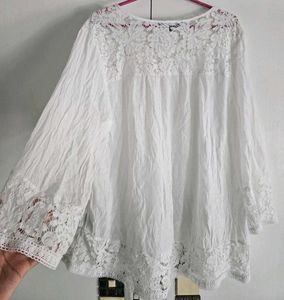 Boho White Lace Trim Top