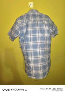 Men's Blue Plaid Short Sleeve Shirt