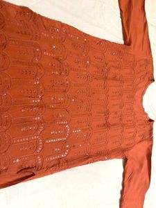 Women's Embroided Long Coral Kurti
