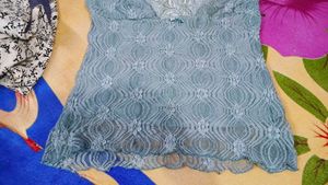 Blue Lace V-Neck Cami Top