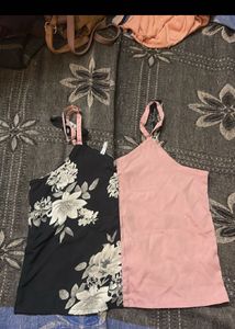 Floral Pink Camisole Tops - S