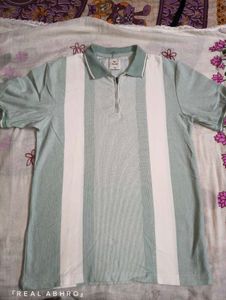 “Premium Sage Green Colour-Block Polo T-shirts