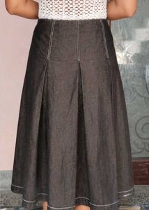 Dark Wash Denim A-Line Skirt with Zip