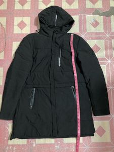 Black Padded Winter Parka Jacket