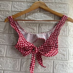 Red Gingham Bikini Top
