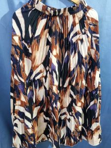 Abstract Print Pleated Skirt