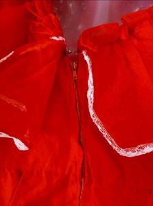 Vibrant Red Ruffled Gown