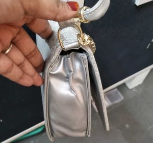 Sparkly Silver Chain Clutch Bag