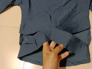 Stylish Blue Asymmetrical Tunic Top