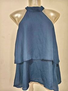 SHEIN Navy Blue Layered Halter Neck Top