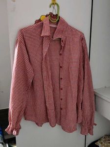 Red Gingham Button-Up Shirt