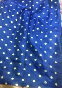 Elegant Blue &amp; Gold Banarasi Saree