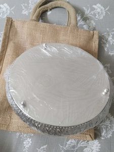 Metal Dryfruits Serving Tray with 2 Jar