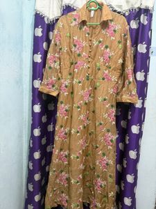 Embroidered mustard yellow dress