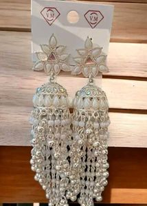 Stylish White Silver Jhumka/Jhumki ....