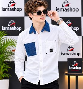 Men's White Denim Pocket Shirt